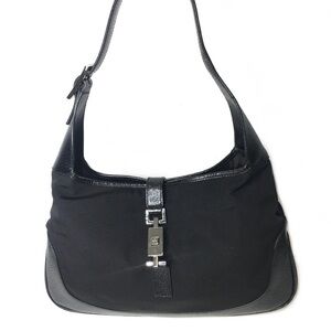 SOLD 8/17 Authentic Gucci Jackie hobo bag leather trimmed w/canvas gently used